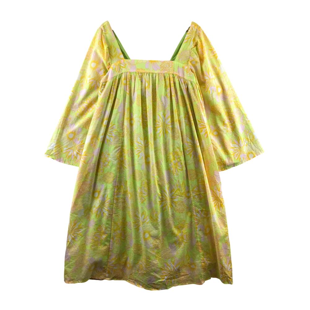 Modcloth Yellow Green Floral Midi Dress